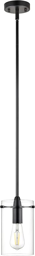 Black Pendant Lights Kitchen Island - Medium Clear Glass Pendant Light Fixture