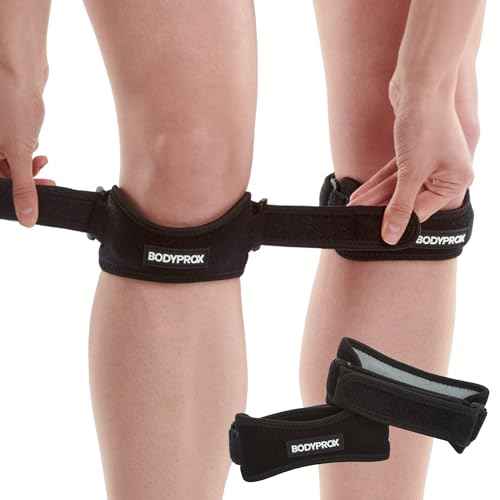 Bodyprox Patella Tendon Knee Strap 2 Pack, Knee Pain Relief Support Brace Hiking, Soccer, Basketball, Running, Jumpers Knee, Tennis, Tendonitis, Volleyball & Squats