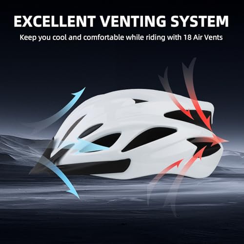 Adult Cycling Bike Helmet, Lightweight and Adjustable with Pads&Visor for Men and Women,Premium Quality Airflow Unisex Bicycle Helmet,Suggested Fit 57-62 cm