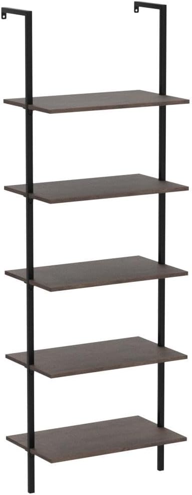 aboxoo Ladder Shelf 2PCS Open Bookshelf 5-Tier Wall-Mounted Wood Bookcase Rack