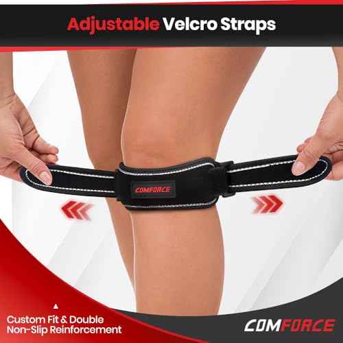 Patella Tendon Support Strap - Patellar Knee Strap for Men & Women, Non-Slip Knee Brace for Running, Basketball, Hiking, Soccer, Volleyball & Squats, Pain Relief for Arthritis, ACL, Meniscus Tears
