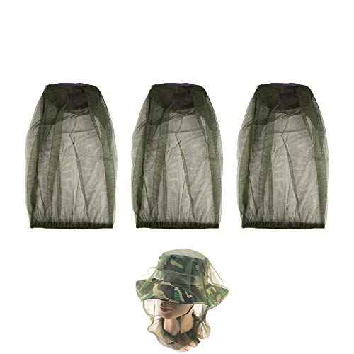 Cuayaes 3Pcs Premium Head Net Face Mesh, Mosquito Hat Mask Head Cover for Camping Hiking Fishing Climbing, Protecting from Bee Mosquito Gnats
