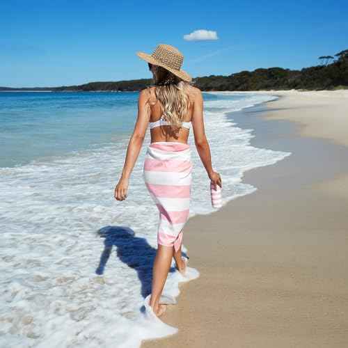 Dock & Bay Beach Towel - Quick Dry, Sand Free - Compact, Lightweight - 100% Recycled - Includes Bag - Cabana - Light Pink - Large (160x90cm, 63x35)