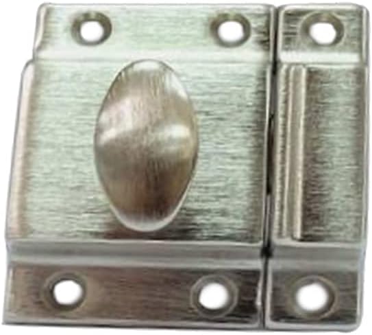 QCAA Traditional Large Oval Turn Cabinet Latch, Solid Brass, 2", for Cupboard & Other Furniture, Brushed Satin Nickel, 4 Pack, Made in Taiwan