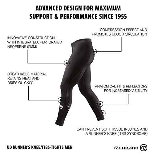 Rehband UD Runner¢¥s Knee/ITBS, Thermal Zone Tights for Men, Compression Tights for Running & Athletics