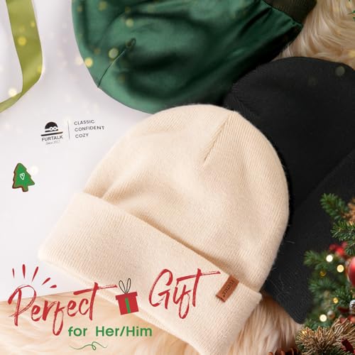 FURTALK Womens Winter Warm Satin Lined Beanie Hats Silk Lining Unisex Knit Slouchy Caps