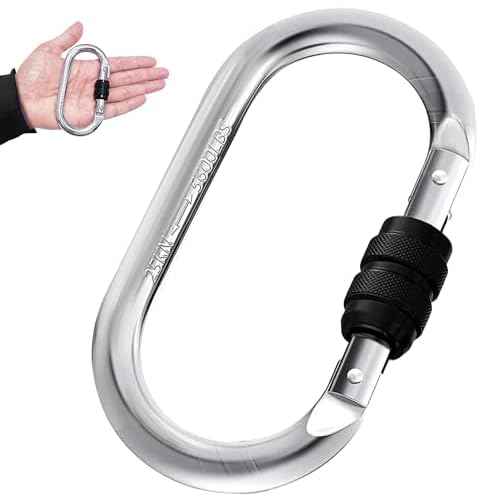 EZYA Carabiner Clips Heavy Duty 25KN/5600LB - 4.3" Large Caribiniers for Hammocks, Rigging, Gym, Yoga - Steel Caribeana