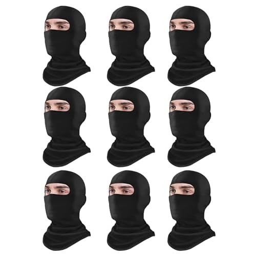 Xeoxarel 9 Pcs Ski Mask for Men Full Face Cover UV Sun Protection Balaclava