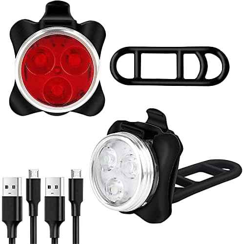 USB Rechargeable Bicycle LED Headlight and LED Tail Light Sets (2 Light Set)