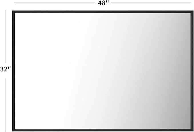 LOAAO 48"X32" Black Rectangle Bathroom Mirror Wall, Matte Black Aluminum Alloy