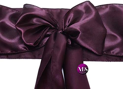 VDS Satin Chair Sashes Chair Cover Back Tie Sateen Bows Ribbon for Wedding Birthday Graduation Engagement Ceremony Event Party Banquet Venue Hotel All Dining Chair Decoration (75PC) (Plum)