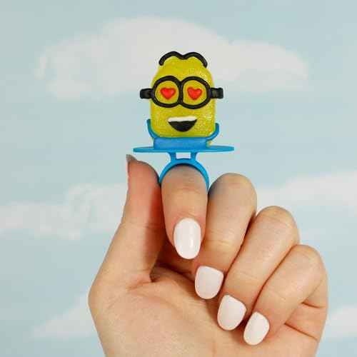 Minions Lollipop Rings, Individually Wrapped Candy for Birthday Party Favors, Assorted Flavors and Characters, 18 Suckers