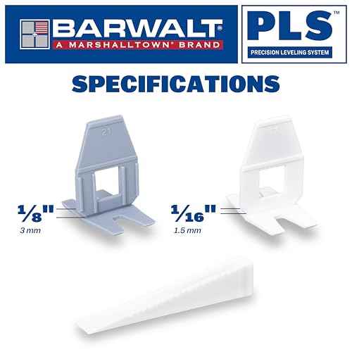 BARWALT PLS 1/8 Inch Tile Leveling System, Tile Spacer Bases, 100 Pack, BWTLS3
