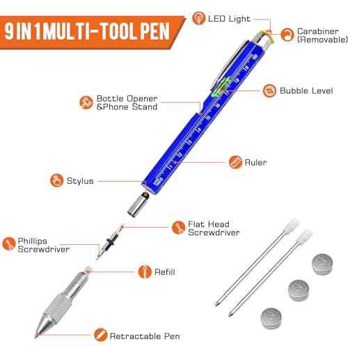 Fathers Day Dad Gifts for Husband from Wife, Tool Presents for boyfriend Men, 9 in 1 Multi Tool Pen, Fathers Day Birthday Christmas Stocking Stuffers for Men Grandpa Him