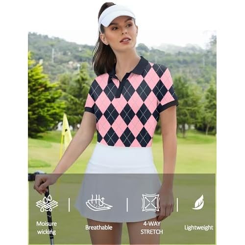 LOMON Womens Golf Polo Shirts Short Sleeve Collared Tops Lightweight Moisture Wicking Tennis Activewear S-XXL