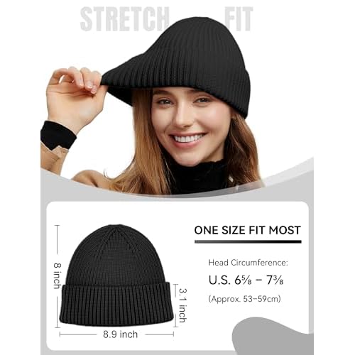 50% Wool Thick Beanie Hat for Men Women, Seamless Winter Knit Skull Cap, Cuffed Fisherman Beanie Warm Trawler Watch Cap