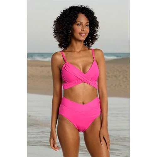 La Blanca Womens Island Goddess Wrap Underwire Push Up Swimsuit Top