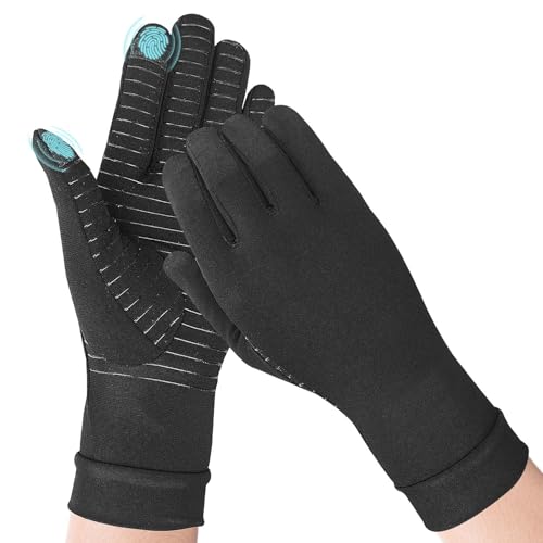 Big Mango Arthritis Gloves, Compression Gloves with Touchscreen Fingers for Women Men, Copper Gloves for Carpal Tunnel Relief, Arthritis Pain Relief, Raynauds, Swelling, Work,Typing,Hand Support (M)