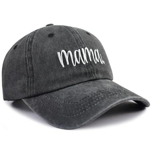 SHANVANKE Funny Mama Hat for Women, Adjustable Washed Cotton Embroidered Mom Baseball Cap