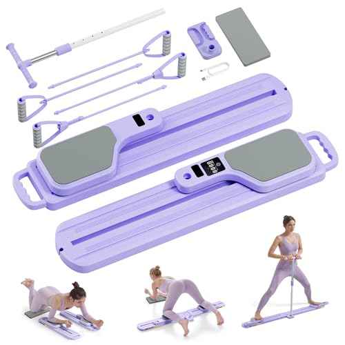 Pilates Equipment, Pilates Board - Multifunctional Pilates Reformer, Reformer Pilates Machine with Reps,Kcal & Timer Display, Home Pilates Kit with Resistance Bands - Workout Sets for Women