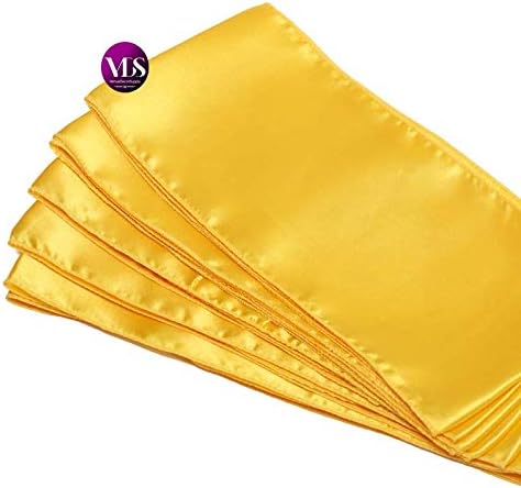 VDS Satin Chair Sashes Chair Cover Back Tie Sateen Bows Ribbon for Wedding Birthday Graduation Engagement Ceremony Event Party Banquet Venue Hotel All Dining Chair Decoration (125PC) (Yellow Gold)