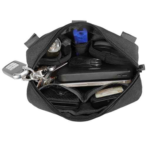 Tactical Molle Admin Pouch Utility Laser Cut EDC Tool Pouch Bag Horizontal Modular Pouches Include US Flag Patch and Keychain