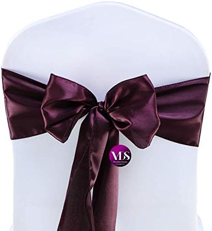 VDS Satin Chair Sashes Chair Cover Back Tie Sateen Bows Ribbon for Wedding Birthday Graduation Engagement Ceremony Event Party Banquet Venue Hotel All Dining Chair Decoration (200PC) (Plum)