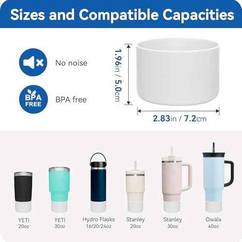 2 Pack Silicone Boot | Compatible with Hydro Flask, Owala, Yeti, Stanley & More | Fits 2.75-2.85" Bottom Bottles/Tumblers (12-40oz) | Anti-Slip | BPA-Free | Scratch & Noise Resistant