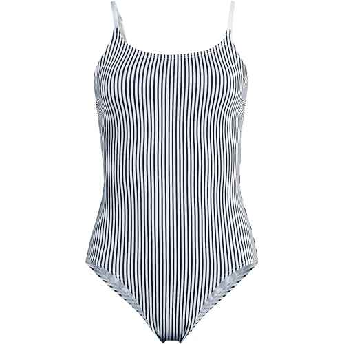 Lands' End Women's Chlorine Resistant Scoop Neck High Leg Tugless Tank Thin Strap One Piece Swimsuit Adjustable
