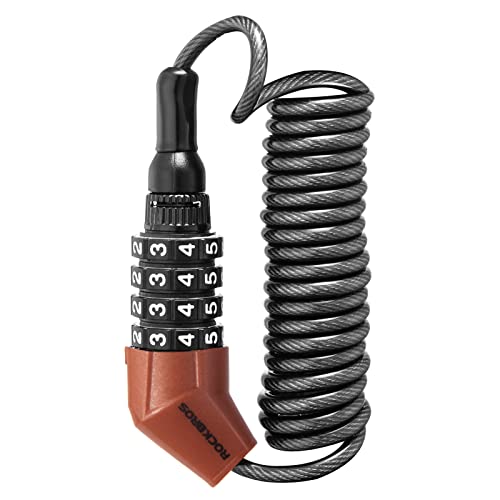 ROCKBROS Motorcycle Helmet Lock Bike Cable Lock Lightweight Bike Lock Combination Small Bicycle Lock Resettable Bike Wheel Lock for Strollers, Luggage (Red)