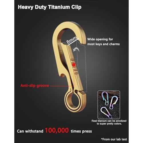 Titanium Carabiner Keychain Clip Small Carabiner Clips Heavy Duty Key Holder Anti-Lost Quick Release Key Chain for Keys Bottle Opener Keychain