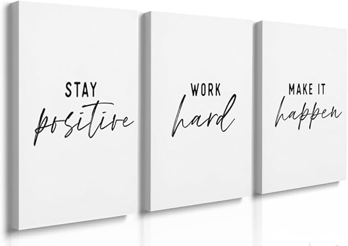 GUBIYU 3 Pcs Office Wall Decor Stay Positive, Hard Work Wall Art, Motivational