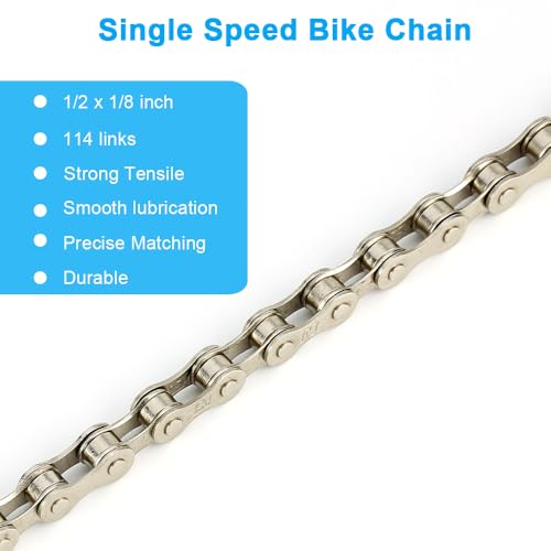 Bike Chain Repair Tool Kit with Single Speed Chain, Chain Breaker with Hook, Bike Link Plier and 6 Pairs Bicycle Buckle for Road Mountain Racing Cycling
