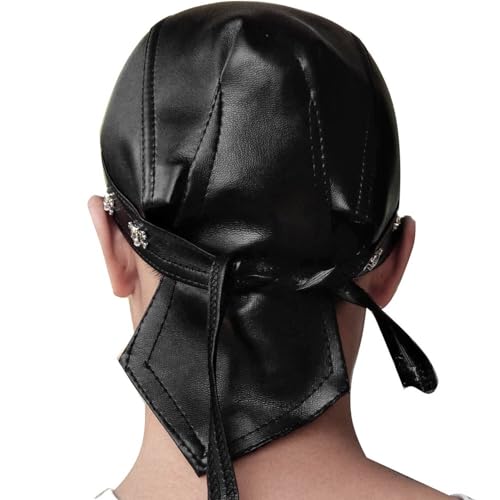 Rocker Hip-Hop Bandana Head Wrap Du Doo Do Rag Hat Skull Leather Rivet Cap Men Black