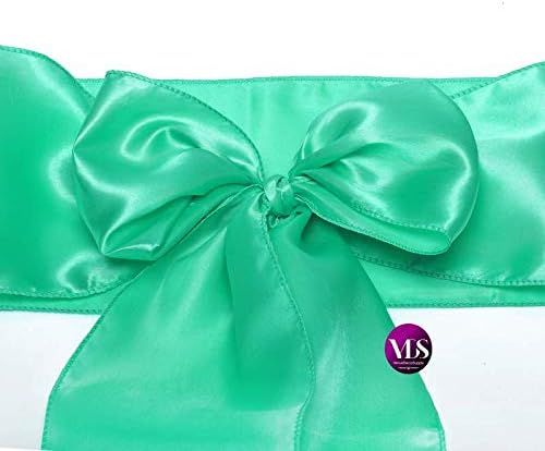 VDS Satin Chair Sashes Chair Cover Back Tie Sateen Bows Ribbon for Wedding Birthday Graduation Engagement Ceremony Event Party Banquet Venue Hotel All Dining Chair Decoration (100PC) (Mint)