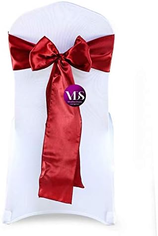 VDS Satin Chair Sashes Chair Cover Back Tie Sateen Bows Ribbon for Wedding Birthday Graduation Engagement Ceremony Event Party Banquet Venue Hotel All Dining Chair Decoration (300PC) (Apple Red)