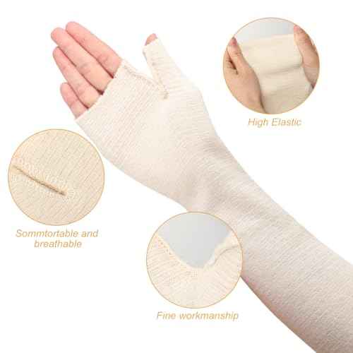4 Pcs Hand Socks for Splint Elastic Stockinette Tubing Wrist and Thumb Spica Wrap Liner for Under Brace for Women Men (3.9 x 13.3 Inch)