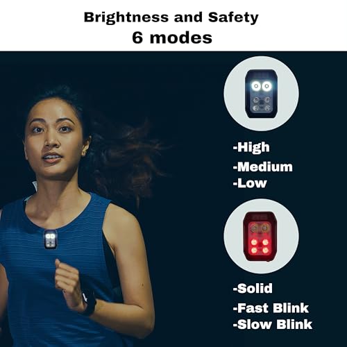 Running Light - Hands Free Powerful Mini High Visibility Safety Clip On Rechargeable LED Light for Night Running Jogging Walking Hiking, 1 Pack