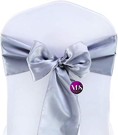 VDS Satin Chair Sashes Chair Cover Back Tie Sateen Bows Ribbon for Wedding Birthday Graduation Engagement Ceremony Event Party Banquet Venue Hotel All Dining Chair Décor (250PC)(Light Silver Grey)