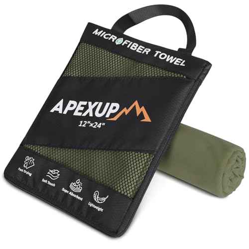 APEXUP Microfiber Travel Towel, Ultra Absorbent Quick Dry Towels, Lightweight Gym Sports Camping Towel for Workout, Yoga, Beach, Shower, Swimming (24"¡¿12", Army Green)