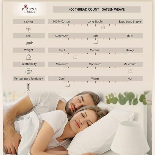 Pizuna Pure 100% Cotton Twin Duvet Cover Set, Luxurious 400 Thread Count Long Staple Cotton Sateen Weave with Button Closure (Combed Cream Cotton Duvet Cover Twin)