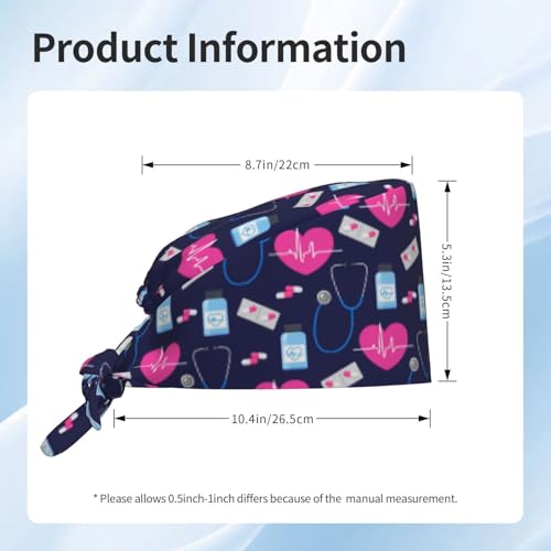Working Cap Scrub Cap with Sweatband Adjustable Tie Back Hat for Women Nurse Dentist