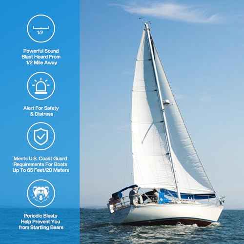 Air Horn Bear Horn: Air Horns For Safety Boat Horn For Self Defense - 115dB Heard Up to 0.5-Miles Away (1 Pack)