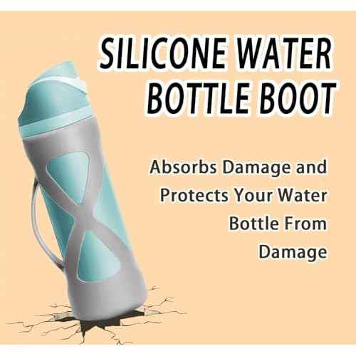 Silicone Water Bottle Boot for Owala 24 oz, Silicone Case with Handle, Anti-Slip Protective Sleeve Protector, Reduce Damage and Provide Comprehensive Protection for FreeSip(Grey)
