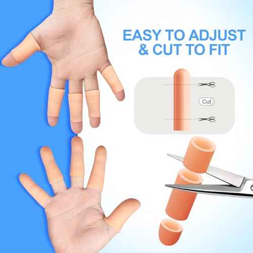 20 Pcs Gel Finger Protectors, Finger Caps Silicone Fingertips Protection, Reusable Soft High Elastic Fingertip Bandages for Relief Fingers Arthritis, Cracked , and Other Fingers Pain(Multi-Size)