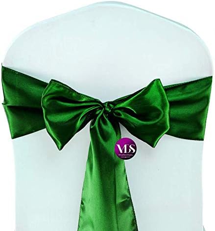 VDS Satin Chair Sashes Chair Cover Back Tie Sateen Bows Ribbon for Wedding Birthday Graduation Engagement Ceremony Event Party Banquet Venue Hotel All Dining Chair Decoration (200PC) (Green)