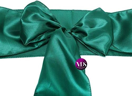 VDS Satin Chair Sashes Chair Cover Back Tie Sateen Bows Ribbon for Wedding Birthday Graduation Engagement Ceremony Event Party Banquet Venue Hotel All Dining Chair Decoration (200PC) (Emerald Green)