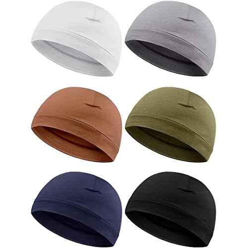 Syhood 6 Pieces Men Skull Caps Cotton Beanies Sleep Hats Multifunctional Helmet Liner Cap for Men and Women