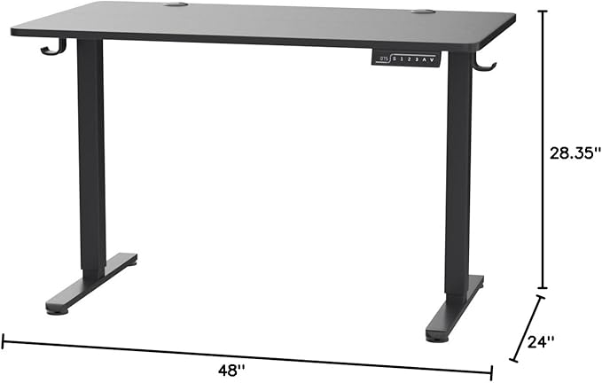ErGear Height Adjustable Electric Standing Desk, 48 x 24 Inches Sit Stand up Desk, Memory Computer Home Office Desk, Black