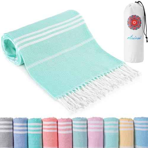 Antfuny Turkish Beach Towels Vacation Essentials Quick Dry Sand Free Oversized Bath Pool Swim Towel Extra Large XL Blanket Adult Travel Cruise Accessories Must Haves Clearance Stuff Necessities